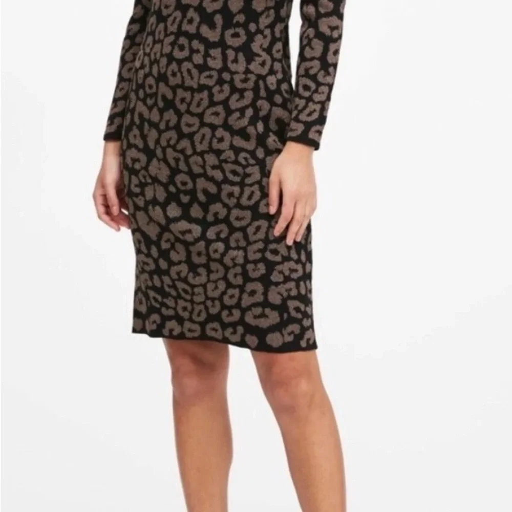 Banana Republic Metallic Leopard Print Sweater Dress NWT Size M Crewneck